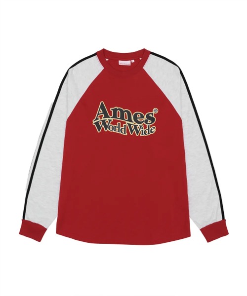 ★AMES-WORLDWIDE★LINETAPE RAGLAN LONGSLEEVE TEE BLACK★人気 A'GEM/9 × .kom 『AMESWORLDWIDE/アメスワールドワイド