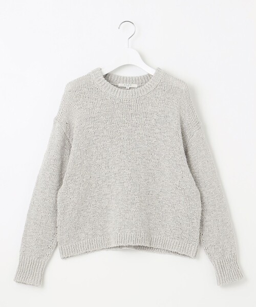 23区 L(ニジュウサンクオオキイサイズ)の「【SLOW/一部店舗限定】リボンヤーン クルーネック ニット(ニット/セーター・レディース・ライトグレー系/ホワイト系/ブルー系・44/46)」の9枚目の写真