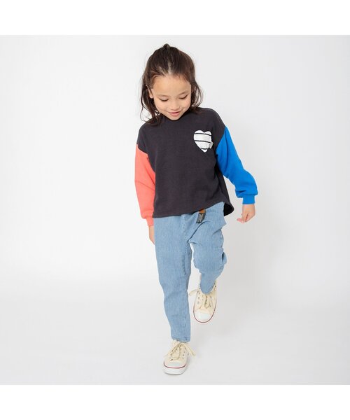 BREEZE（ブリーズ）の「【リンク/ジュニア対応】ハートポケットロンT（Tシャツ/カットソー・キッズ・チャコール/オレンジ/オフホワイト・80/90/100/110/120/130/140）」の4枚目の写真