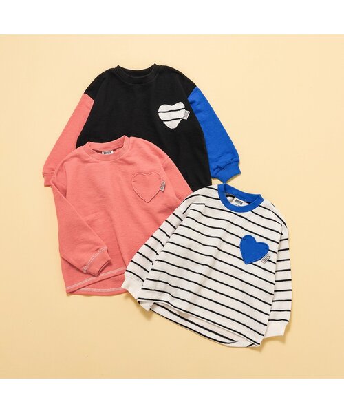 BREEZE（ブリーズ）の「【リンク/ジュニア対応】ハートポケットロンT（Tシャツ/カットソー・キッズ・チャコール/オレンジ/オフホワイト・80/90/100/110/120/130/140）」の10枚目の写真