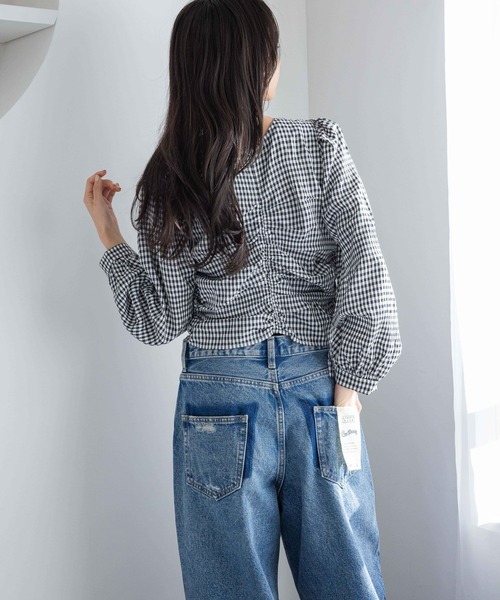 LOWRYS FARM（ローリーズファーム）の「2WAYシャーリングブラウス　289024（シャツ/ブラウス・レディース・ブラウン/アイボリー/ブラック系その他/ブラック・FREE）」の9枚目の写真