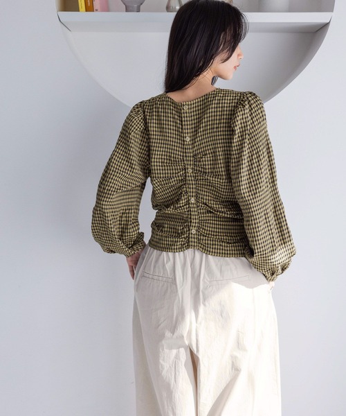 LOWRYS FARM（ローリーズファーム）の「2WAYシャーリングブラウス　289024（シャツ/ブラウス・レディース・ブラウン/アイボリー/ブラック系その他/ブラック・FREE）」の14枚目の写真