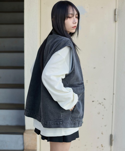 WEGO(ウィゴー)の「WEGO/ワーカーズデニムベスト(ベスト・メンズ・ブラック系3・MEDIUM/LARGE)」の19枚目の写真
