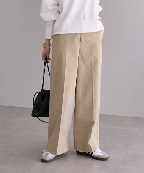 PUAL CE CIN（ピュアルセシン）の「高密度ツイルセンタープレスパンツ（その他パンツ・レディース・カーキ/ベージュ/ブラック・FREE）」の3枚目の写真