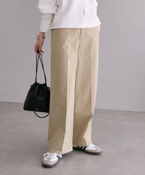 PUAL CE CIN（ピュアルセシン）の「高密度ツイルセンタープレスパンツ（その他パンツ・レディース・カーキ/ベージュ/ブラック・FREE）」の5枚目の写真
