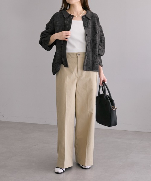 PUAL CE CIN（ピュアルセシン）の「高密度ツイルセンタープレスパンツ（その他パンツ・レディース・カーキ/ベージュ/ブラック・FREE）」の11枚目の写真