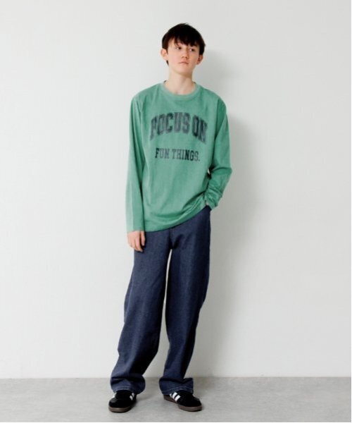 GLAZOS(グラソス)の「【大人向けサイズあり】【プチプラ】フロントカレッジロゴ長袖Tシャツ(Tシャツ/カットソー・キッズ・グレー/ホワイト/グリーン/ベージュ/ネイビー・S/M/L/LL)」の22枚目の写真