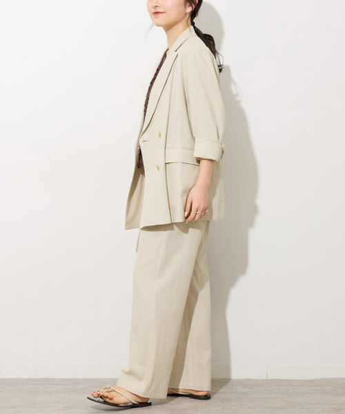 JOURNAL STANDARD relume（ジャーナルスタンダード　レリューム）の「リネンレーヨンテーラードジャケット（テーラードジャケット・レディース・ベージュ/ネイビー・38/36）」の6枚目の写真
