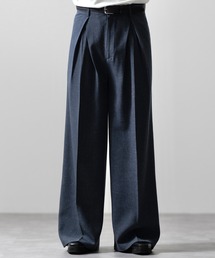 CLEL（クレイル）の「【CLEL】Linen Blend 3D Tuck Slacks/リネンブレンド 3Dタックスラックス【セットアップ対応】（スラックス）」