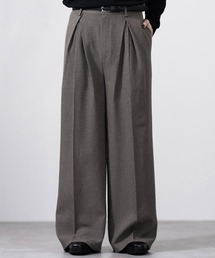 CLEL（クレイル）の「【CLEL】Linen Blend 3D Tuck Slacks リネンブレンド 3Dタックスラックス【セットアップ対応】（スラックス）」