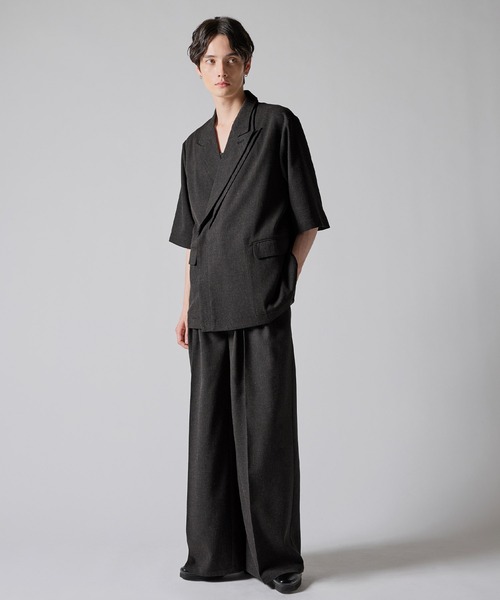 CLEL】Linen Blend 3D Tuck Slacks/リネンブレンド 3Dタック