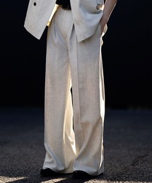 CLEL（クレイル）の「【CLEL】Linen Blend 3D Tuck Slacks リネンブレンド 3Dタックスラックス【セットアップ対応】（スラックス）」
