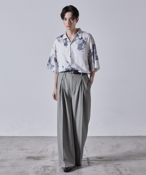 【CLEL】リネンブレンド 3Dタックスラックス CLEL】Linen Blend 3D Tuck Slacks/リネンブレンド 3Dタック