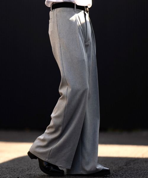 CLEL】Linen Blend 3D Tuck Slacks/リネンブレンド 3Dタック