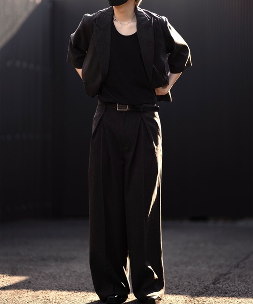 特別オファー CLEL】Linen Blend 3D Tuck Slacks/リネンブレンド 3Dタック パンツ