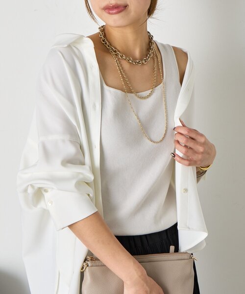 Jena espace merveilleux（ジェナ　エスパスメルヴェイユ）の「【シャツのインナーに◎】スクエアタンクトップ（キャミソール・レディース・ブラック/ライトグレー/ピンク/オフホワイト/ブルー・FREE）」の21枚目の写真