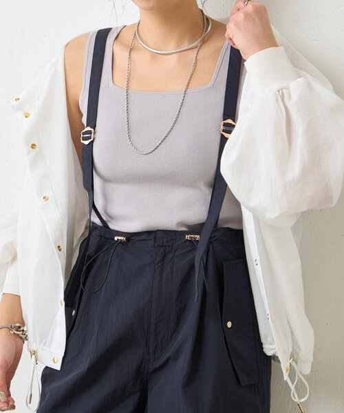 Jena espace merveilleux（ジェナ　エスパスメルヴェイユ）の「【シャツのインナーに◎】スクエアタンクトップ（キャミソール・レディース・ブラック/ライトグレー/ピンク/オフホワイト/ブルー・FREE）」の10枚目の写真