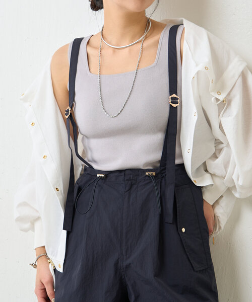 Jena espace merveilleux（ジェナ　エスパスメルヴェイユ）の「【シャツのインナーに◎】スクエアタンクトップ（キャミソール・レディース・ブラック/ライトグレー/ピンク/オフホワイト/ブルー・FREE）」の11枚目の写真