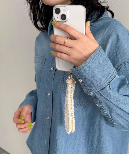 fredy emue（フレディエミュ）の「【by daisy/バイデイジー】ツィードチェーンストラップ ショート（その他小物・レディース・ブラック系その他3/アイボリー/ブラック・FREE）」の5枚目の写真