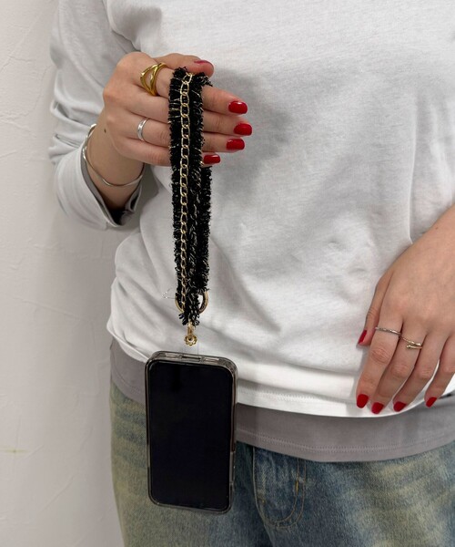 fredy emue（フレディエミュ）の「【by daisy/バイデイジー】ツィードチェーンストラップ ショート（その他小物・レディース・ブラック系その他3/アイボリー/ブラック・FREE）」の8枚目の写真