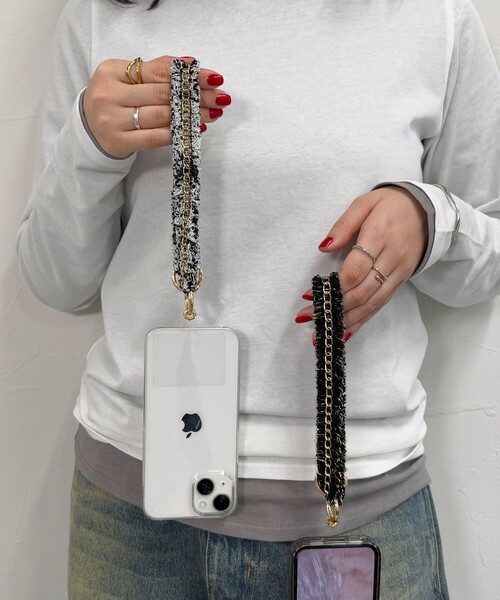 fredy emue（フレディエミュ）の「【by daisy/バイデイジー】ツィードチェーンストラップ ショート（その他小物・レディース・ブラック系その他3/アイボリー/ブラック・FREE）」の14枚目の写真