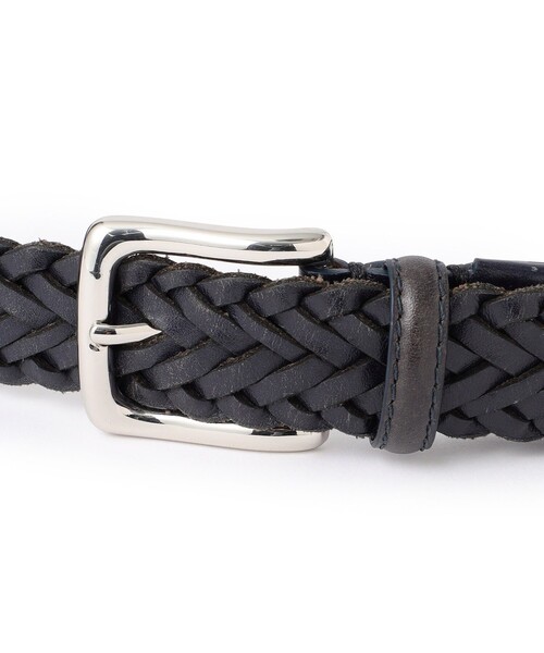 MACKINTOSH PHILOSOPHY（ﾏｯｷﾝﾄｯｼｭ ﾌｨﾛｿﾌｨｰ）の「オイルレザーメッシュ カジュアルベルト（ベルト・メンズ・ブラック/ブラウン系その他7/ダークネイビー・FREE）」の4枚目の写真