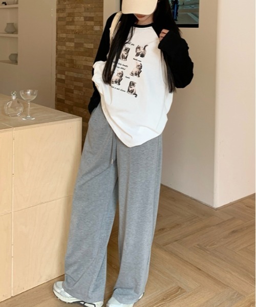 Vipoa(ヴィポア)の「CATプリントラグランスリーブTEE(Tシャツ/カットソー・レディース・ホワイト・FREE)」の2枚目の写真