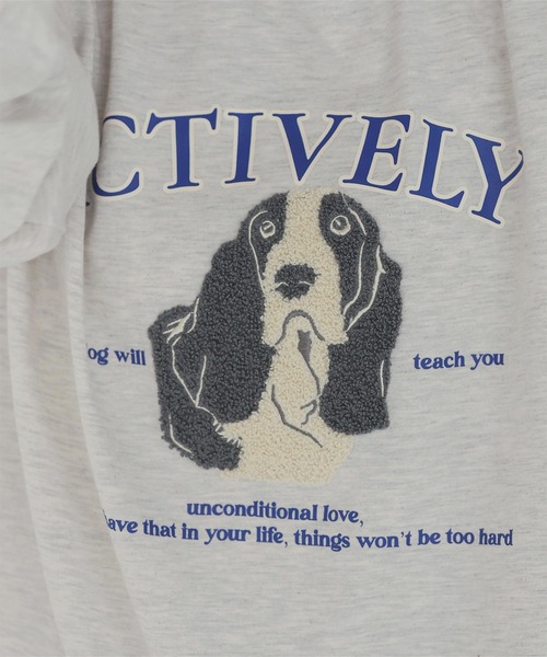 titivate（ティティベイト）の「ドッグ刺繍ビッグロングTシャツ（Tシャツ/カットソー・レディース・オフホワイト/ライトブルー/ホワイト系その他・M）」の15枚目の写真