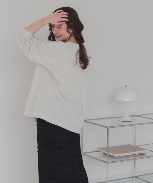 titivate（ティティベイト）の「ドッグ刺繍ビッグロングTシャツ（Tシャツ/カットソー・レディース・オフホワイト/ライトブルー/ホワイト系その他・M）」の16枚目の写真