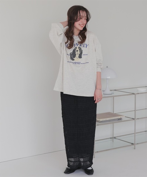 titivate（ティティベイト）の「ドッグ刺繍ビッグロングTシャツ（Tシャツ/カットソー・レディース・オフホワイト/ライトブルー/ホワイト系その他・M）」の17枚目の写真