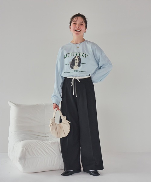 titivate（ティティベイト）の「ドッグ刺繍ビッグロングTシャツ（Tシャツ/カットソー・レディース・オフホワイト/ライトブルー/ホワイト系その他・M）」の20枚目の写真