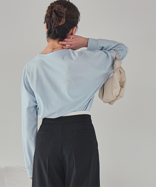 titivate（ティティベイト）の「ドッグ刺繍ビッグロングTシャツ（Tシャツ/カットソー・レディース・オフホワイト/ライトブルー/ホワイト系その他・M）」の21枚目の写真
