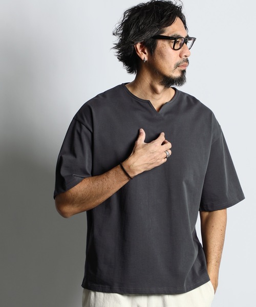 SILICON BIO KEY NECK S/SL TEE：シリコンバイオ加工 シルキー