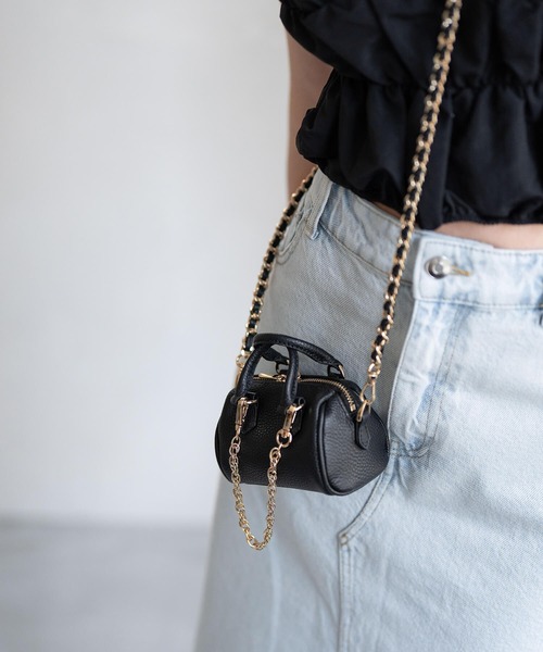 かわいいミニバッグ【RONRON】SQUARE BUCKLE MINI BAG 本革 マイクロ ミニ バッグ ショルダーバッグ【 Rondel ロンデル