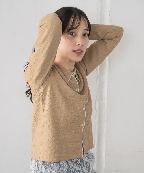 RETRO GIRL(レトロガール)の「ジャガードカットカーデ(Tシャツ/カットソー・レディース・ブラック/ナチュラル/ベージュ・FREE)」の5枚目の写真