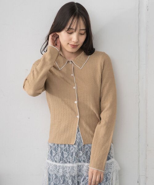 RETRO GIRL(レトロガール)の「ジャガードカットカーデ(Tシャツ/カットソー・レディース・ブラック/ナチュラル/ベージュ・FREE)」の6枚目の写真