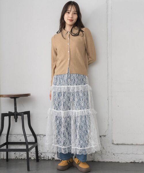 RETRO GIRL(レトロガール)の「ジャガードカットカーデ(Tシャツ/カットソー・レディース・ブラック/ナチュラル/ベージュ・FREE)」の10枚目の写真