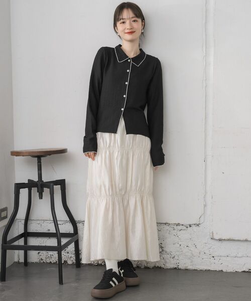RETRO GIRL(レトロガール)の「ジャガードカットカーデ(Tシャツ/カットソー・レディース・ブラック/ナチュラル/ベージュ・FREE)」の22枚目の写真