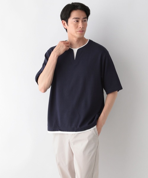GLOBAL WORK(グローバルワーク)の「キーネックレイヤード/半袖/321941(Tシャツ/カットソー・メンズ・チャコールグレー/ライトグレー/グリーン/ブルー/ネイビー/ホワイト系8・SMALL/MEDIUM/LARGE/X-LARGE)」の1枚目の写真