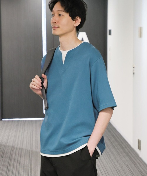 GLOBAL WORK(グローバルワーク)の「キーネックレイヤード/半袖/321941(Tシャツ/カットソー・メンズ・チャコールグレー/ライトグレー/グリーン/ブルー/ネイビー/ホワイト系8・SMALL/MEDIUM/LARGE/X-LARGE)」の6枚目の写真