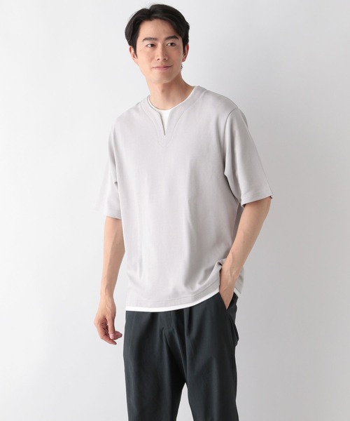 GLOBAL WORK(グローバルワーク)の「キーネックレイヤード/半袖/321941(Tシャツ/カットソー・メンズ・チャコールグレー/ライトグレー/グリーン/ブルー/ネイビー/ホワイト系8・SMALL/MEDIUM/LARGE/X-LARGE)」の4枚目の写真