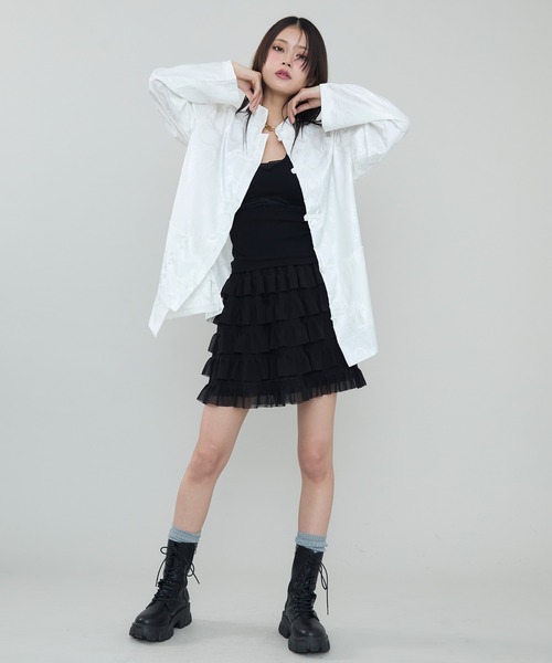 SEN TOKYO（セントーキョー）の「フェミニンムード漂う。フリルミニスカート（スカート・レディース・ホワイト/ブラック・M/L）」の16枚目の写真