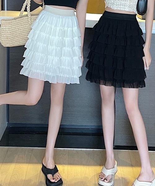 SEN TOKYO（セントーキョー）の「フェミニンムード漂う。フリルミニスカート（スカート・レディース・ホワイト/ブラック・M/L）」の19枚目の写真