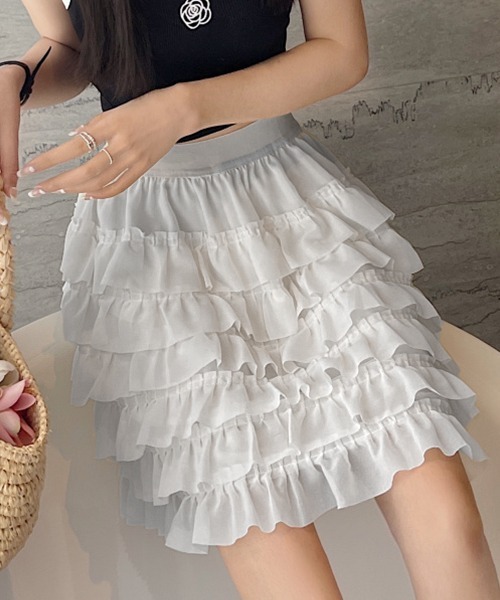 SEN TOKYO（セントーキョー）の「フェミニンムード漂う。フリルミニスカート（スカート・レディース・ホワイト/ブラック・M/L）」の21枚目の写真