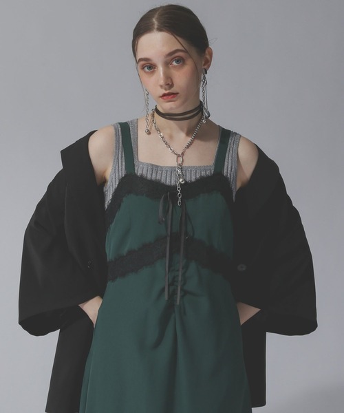 HARE(ハレ)の「レースリボンキャミワンピース(HARE)(ワンピース・レディース・ブラック/グリーン・FREE)」の15枚目の写真