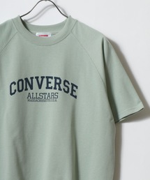 CONVERSE/コンバース オーバーサイズ 裏毛 カレッジロゴ ワンポイントサガラ刺繍 ラグラン半袖Tスウェット トレーナー