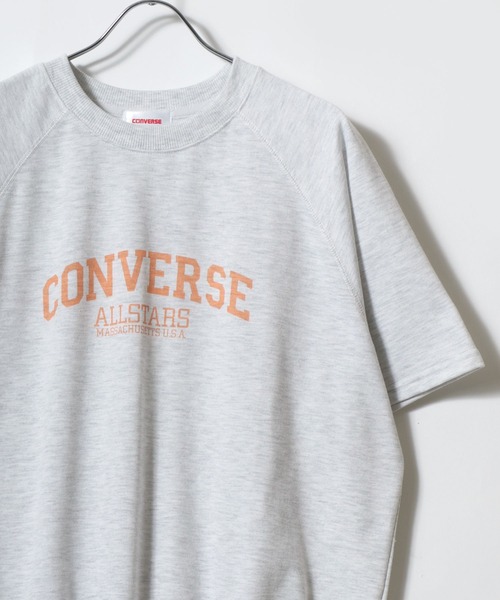 CONVERSE(コンバース)の「CONVERSE/コンバース オーバーサイズ 裏毛 カレッジロゴ ワンポイントサガラ刺繍 ラグラン半袖Tスウェット トレーナー(Tシャツ/カットソー・レディース・グレー系その他/ブラック/ブラック系その他/アッシュグレー/グリーン系その他/ホワイト系その他/ホワイト/ライトグリーン・M/L)」の6枚目の写真