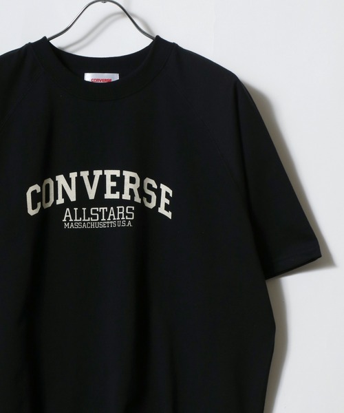 CONVERSE(コンバース)の「CONVERSE/コンバース オーバーサイズ 裏毛 カレッジロゴ ワンポイントサガラ刺繍 ラグラン半袖Tスウェット トレーナー(Tシャツ/カットソー・レディース・グレー系その他/ブラック/ブラック系その他/アッシュグレー/グリーン系その他/ホワイト系その他/ホワイト/ライトグリーン・M/L)」の4枚目の写真