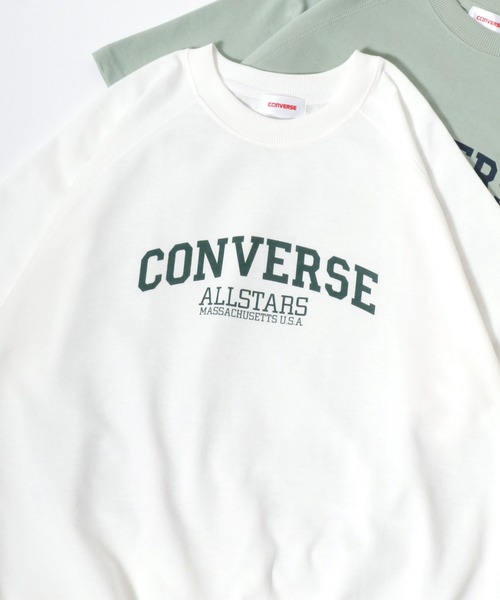CONVERSE(コンバース)の「CONVERSE/コンバース オーバーサイズ 裏毛 カレッジロゴ ワンポイントサガラ刺繍 ラグラン半袖Tスウェット トレーナー(Tシャツ/カットソー・レディース・グレー系その他/ブラック/ブラック系その他/アッシュグレー/グリーン系その他/ホワイト系その他/ホワイト/ライトグリーン・M/L)」の15枚目の写真