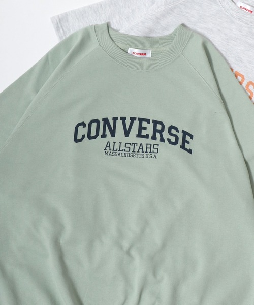 CONVERSE(コンバース)の「CONVERSE/コンバース オーバーサイズ 裏毛 カレッジロゴ ワンポイントサガラ刺繍 ラグラン半袖Tスウェット トレーナー(Tシャツ/カットソー・レディース・グレー系その他/ブラック/ブラック系その他/アッシュグレー/グリーン系その他/ホワイト系その他/ホワイト/ライトグリーン・M/L)」の16枚目の写真
